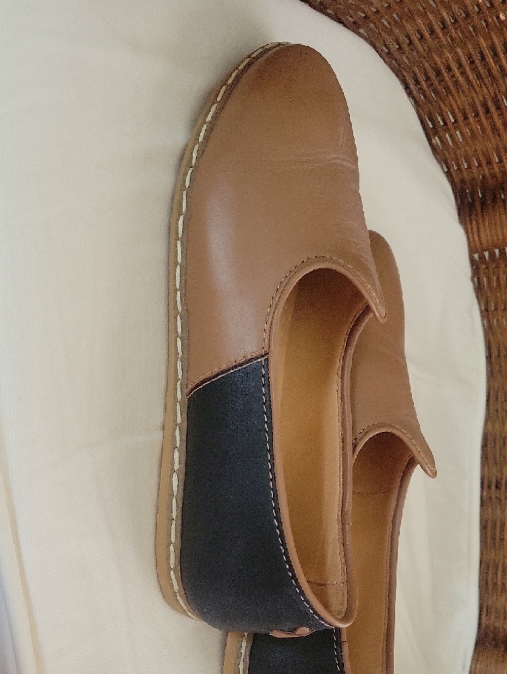 Charix Women's Tan Leather Slip-On Loafers  Camel Black   Size 38 - Picture 5 of 9